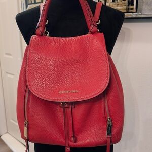 Michael Kors Cherry Red Pebbled Backpack